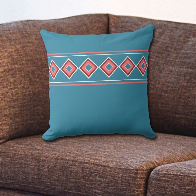 Coussin Aztec Blue Coral Diamond Sud-Ouest (Créateur téléchargé)
