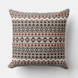 Coussin Aztec Essence II Ptn noir blanc gris rouge