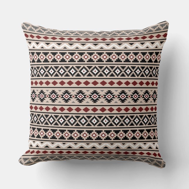 Coussin Aztec Essence II Ptn noir blanc gris rouge (Recto)