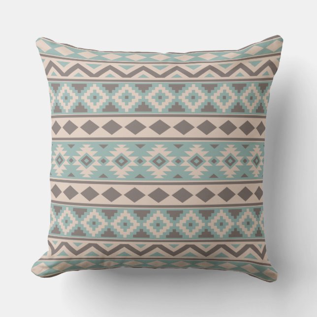 Coussin Aztec Essence Ptn IIIb Taupe Crème Turquoise (Recto)