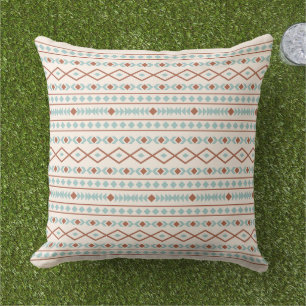 Coussin Aztec Formes Motif rouille crème Turquoise