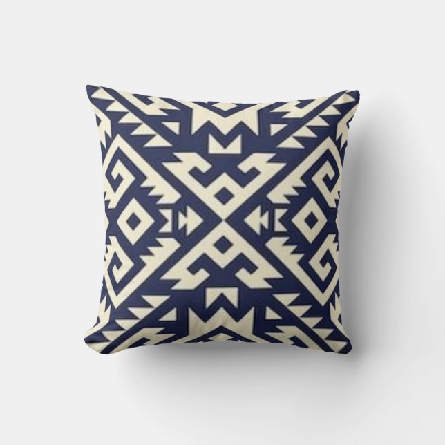 Coussin Aztec Tribal Design Jeter l'oreiller en beige et b (Recto)