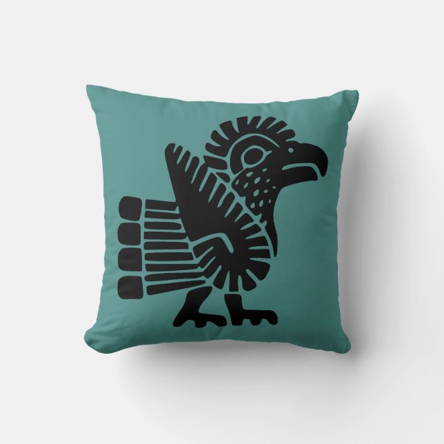 Coussin Aztec turquoise Avec Motif Rooster (Recto)