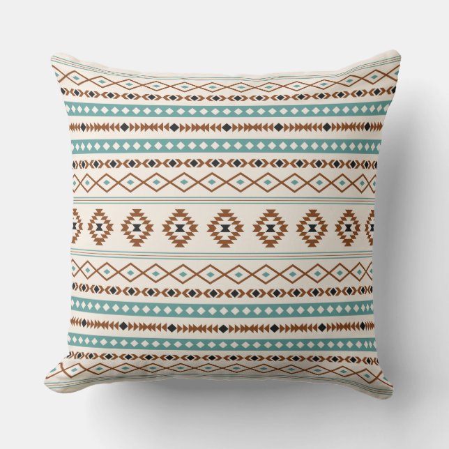 Coussin Aztec Turquoise Crème noire en terre cuite Motif m (Recto)