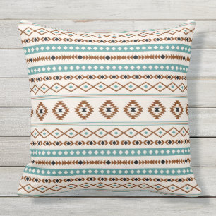 Coussin Aztec Turquoise Crème noire en terre cuite Motif m