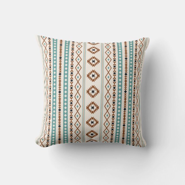 Coussin Aztec Turquoise Terracotta Crème Noire Mixte (V)Mo (Recto)