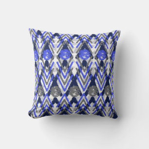 Coussin Aztèque Bleu Gris Et Blanc