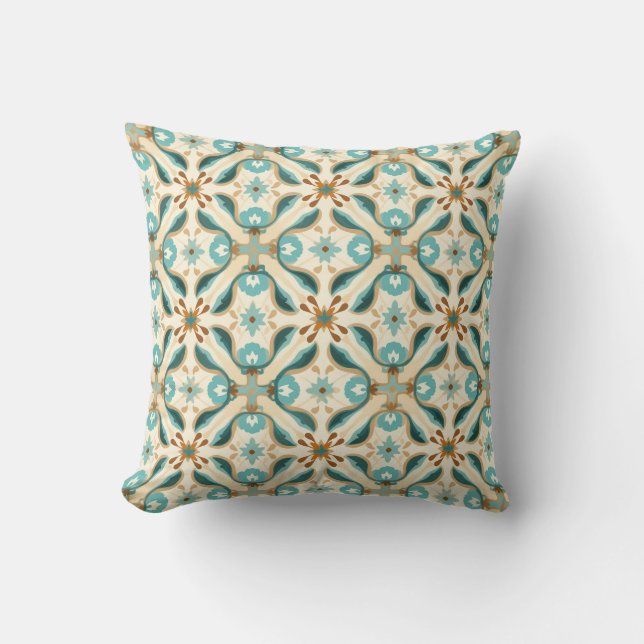 Coussin Azulejo Minty Mocha Mosaïque (Recto)