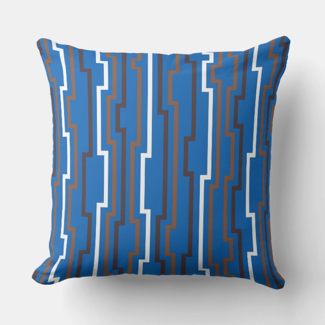 Coussin Azure Blue Zig Zag Throw Pillow (Recto)