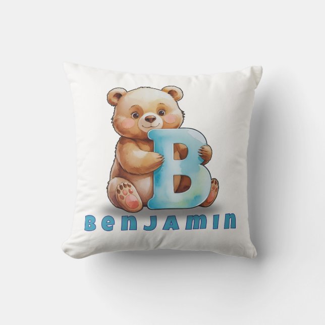 Coussin B is for Bear – Personalized Baby Pillow  (Recto)