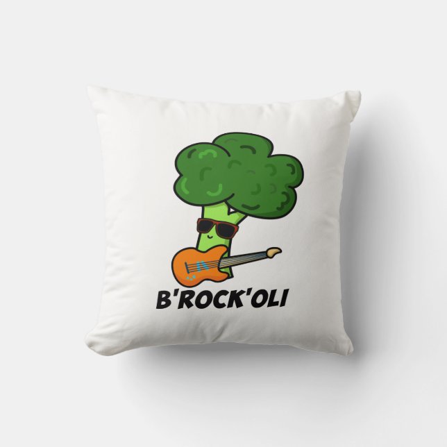Coussin B-Rock-Oli Funny Rocker Broccoli Pun (Recto)