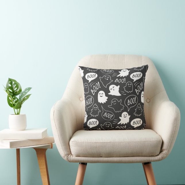 Coussin B&W Cute Doodle Halloween Motif (Chaise)