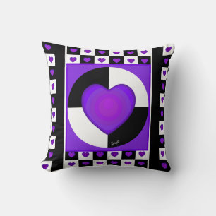 Coussin B&W Purple Hearts Beating