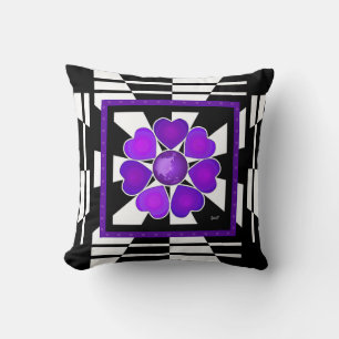 Coussin B&W Purple Hearts Beating