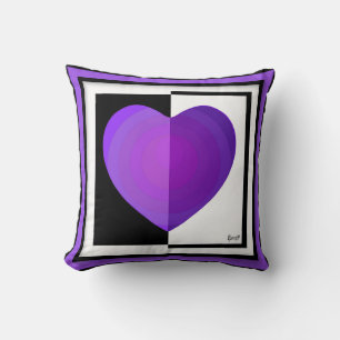 Coussin B&W Purple Hearts Beating
