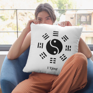 Coussin Ba Gua, huit trigrammes, Yin yang personnalisable