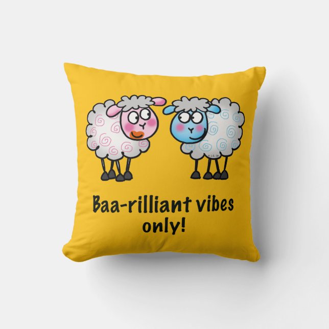 Coussin  Baa-rilliant - Paire de moutons de dessin animé m (Recto)