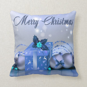 Coussin Babioles de bleu de Joyeux Noël
