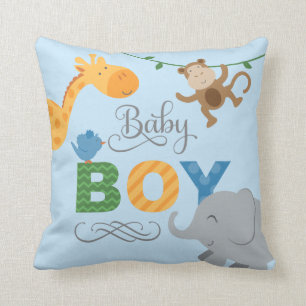 Coussin Baby Boy Blue Jungle Animaux Nursery