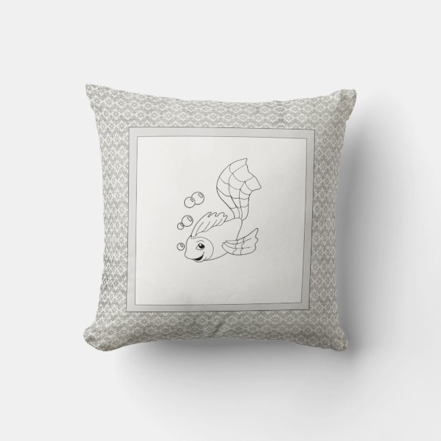 Coussin Baby Boy de naissance moderne pour enfants Poisson (Recto)
