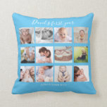 Coussin Baby Boy First Year Photo Collage Gift Blue<br><div class="desc">Baby Boy First Year Photo Collage Gift Blue</div>