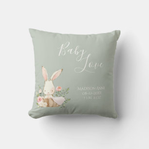 Coussin Baby Boy Girl Nom Sage Script Love Keepsaké