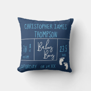 Coussin Baby Boy photo moderne Faire-part de naissance ble
