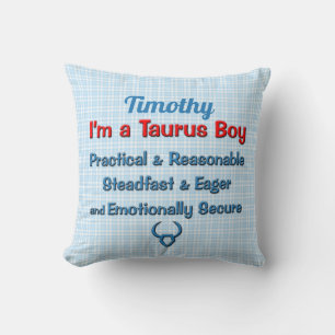 Coussin Baby Boy Taurus Zodiac Rouge et Bleu Chèques