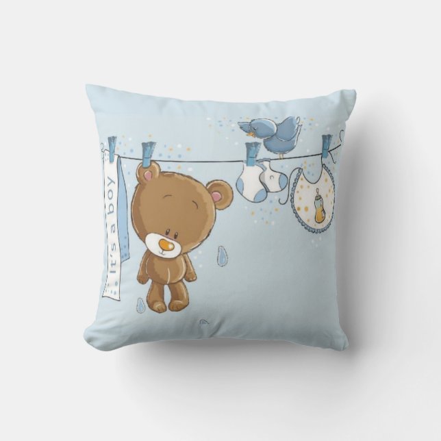 Coussin Baby Boy Teddy Bear Baby (Recto)