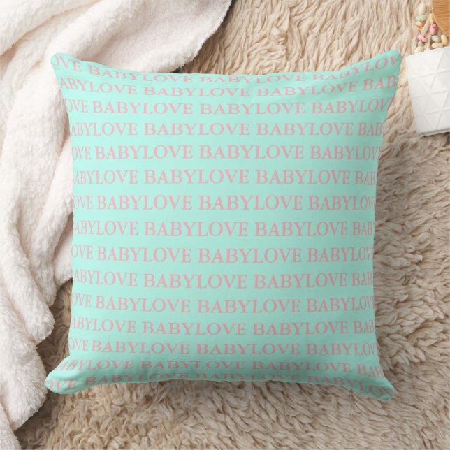 Coussin BABY & CO Love Baby Mint Bleu & Rose Décoration de (Couverture)