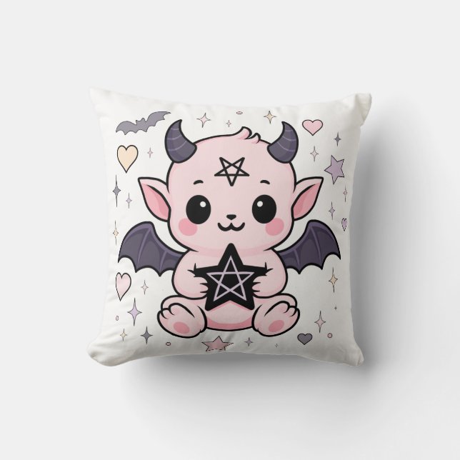 Coussin Baby Devil - Kawaii Pastel Goth Demon (Recto)