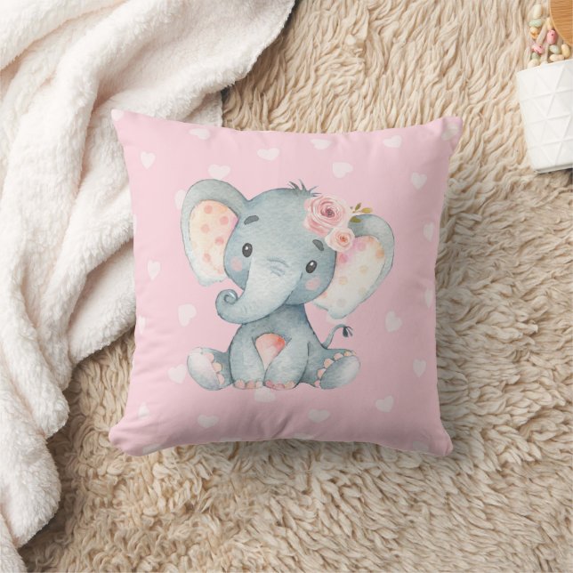 Coussin Baby Elephant avec coeur rose arrière - plan (Couverture)