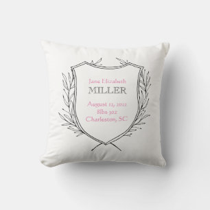 Coussin Baby Girl Faire-part de naissance Décor rose