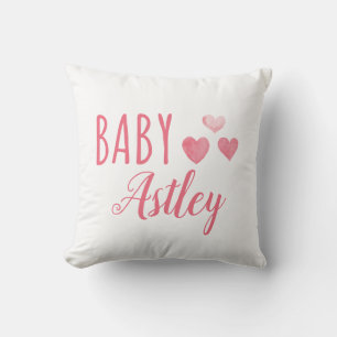 Coussin Baby girl personnalisée Nom de coeur