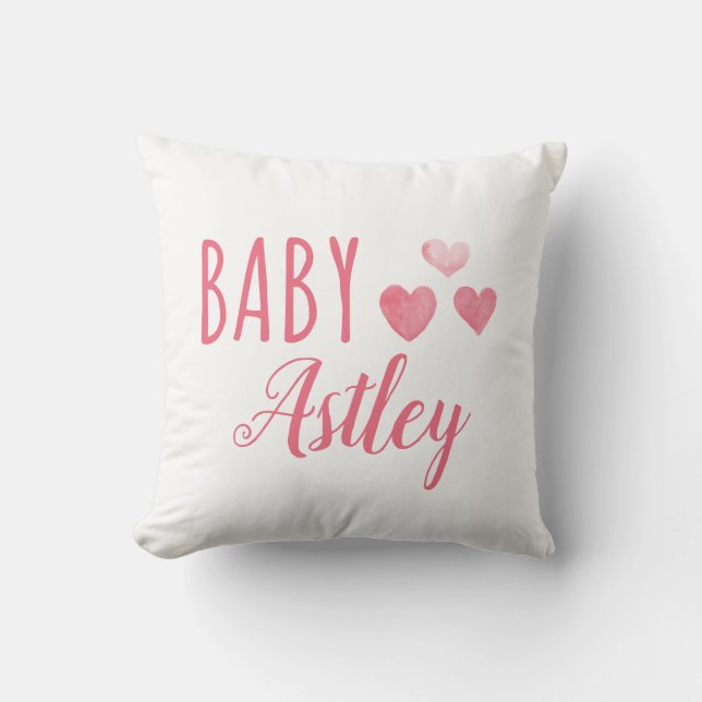 Coussin Baby girl personnalisée Nom de coeur (Recto)