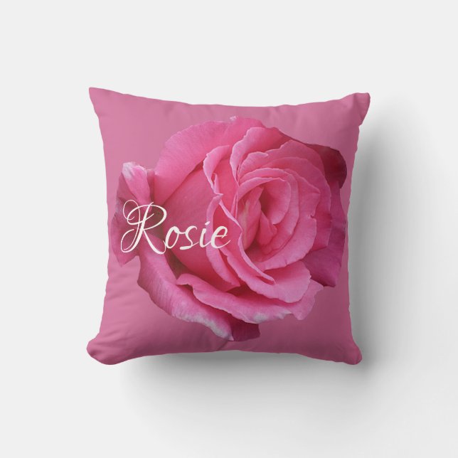 Coussin Baby girl Rosie nom mignon personnalisable rose ro (Recto)