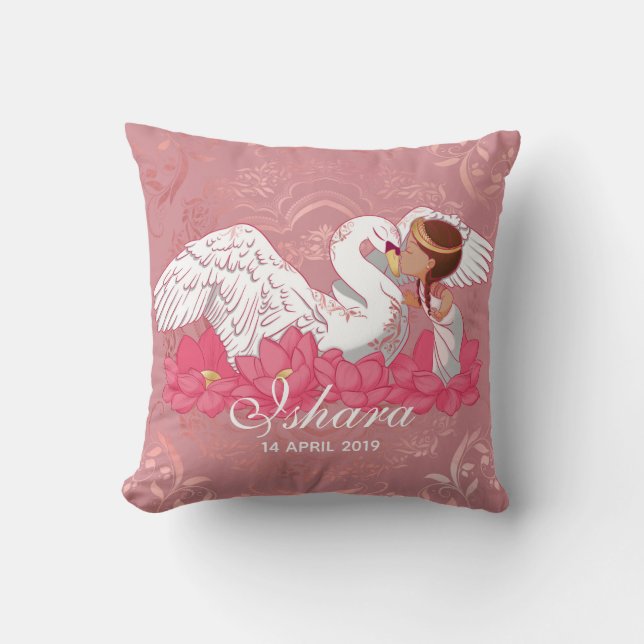Coussin Baby Girl Saraswati with White Swan and lotus (Recto)