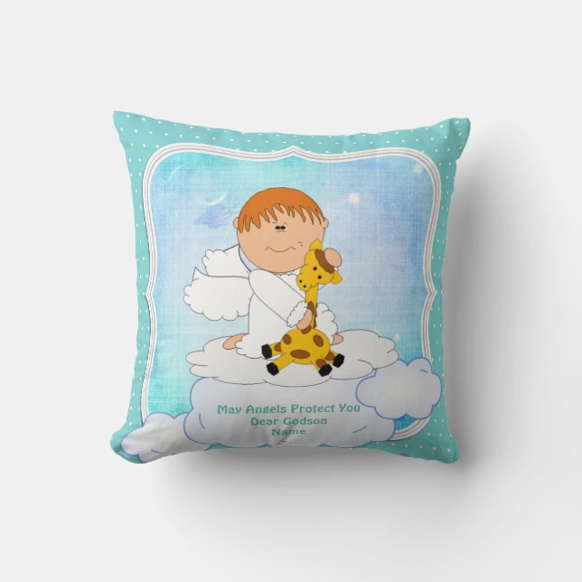Coussin Baby Godson Cadeau Communion Baptême mignon Angel (Recto)