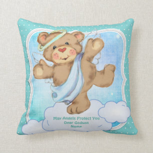Coussin Baby Godson Godchild Cadeau Communion Baptême Ange