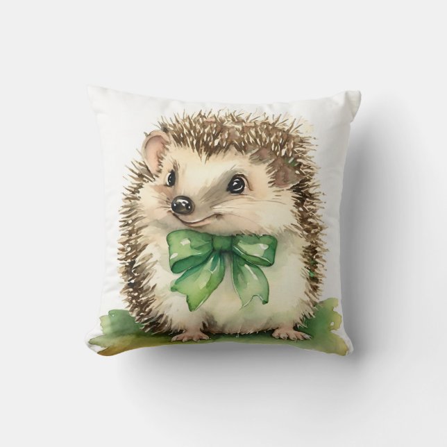 Coussin Baby Hedgehog Green Bow Genre Neutre (Recto)