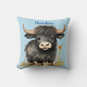 Coussin Baby Highland Cow Boys Personnalisé