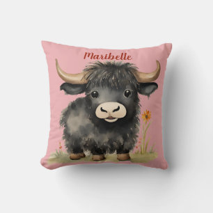 Coussin Baby Highland Cow Girls Personnalisé