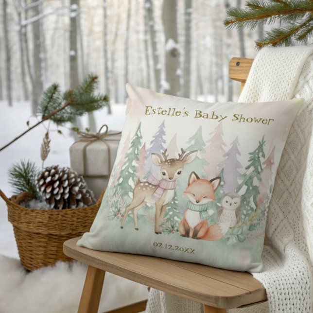 Coussin Baby It's Cold Outside Cute Winter Woodland (Créateur téléchargé)