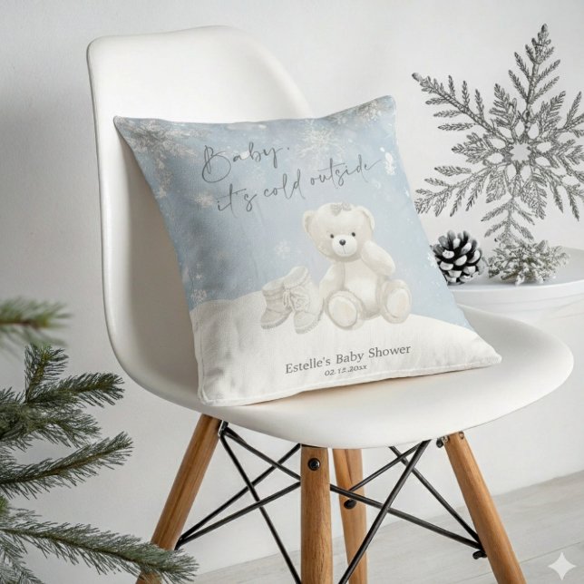 Coussin Baby, It's Cold Outside Soft Teddy Bear & Snowflak (Créateur téléchargé)