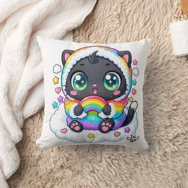Coussin Baby Kat Lym Cute Rainbow Cat (Couverture)