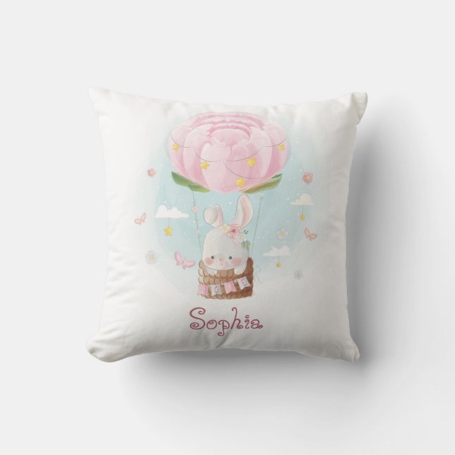 Coussin Baby lapin dans le ballon Nursery Throw Pillow (Recto)