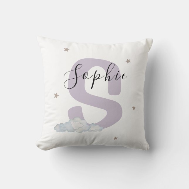 Coussin Baby Nursery Throw Pillow Custom Name Initial (Recto)