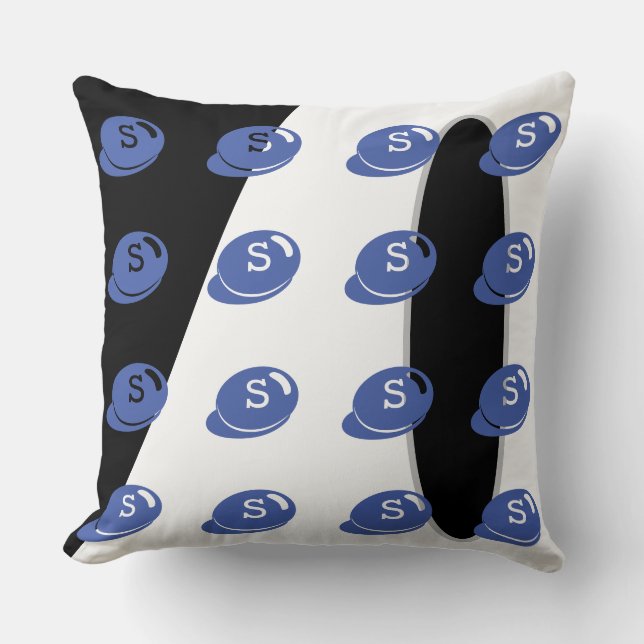 Coussin Baby RoomCUTE_BLUE_WHITE_BLACK_GRAY RMDESIGNFLO55 (Recto)