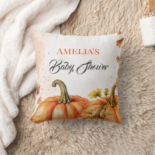 Coussin Baby Shower Aquarelle Citrouille d'Automne