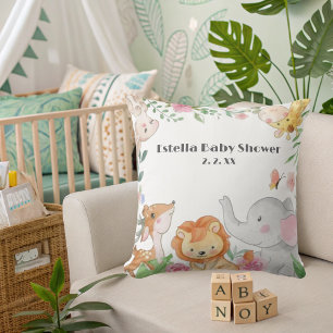 Coussin Baby shower d'animaux de bois mignons
